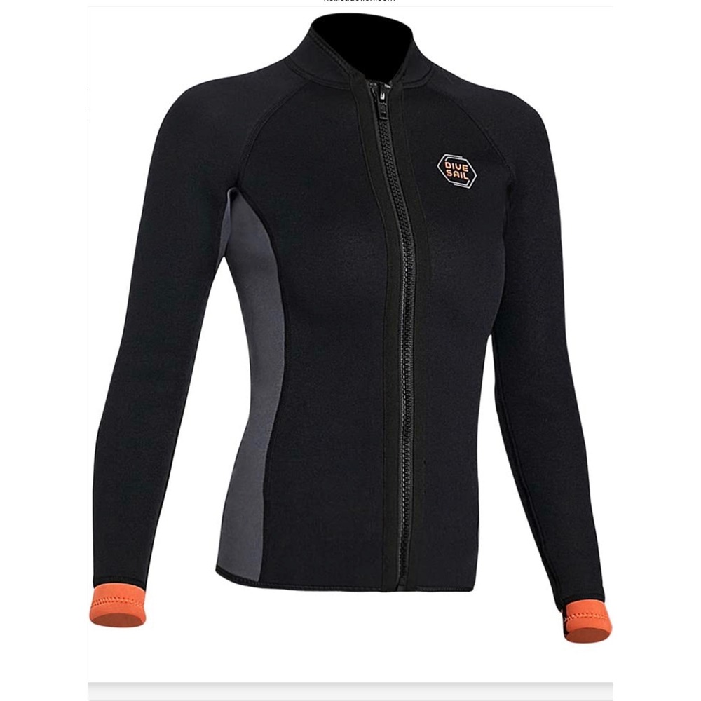 Dive & Sail Wetsuit Top Jacket 3mm Neoprene Black Grey Orange XL NEW